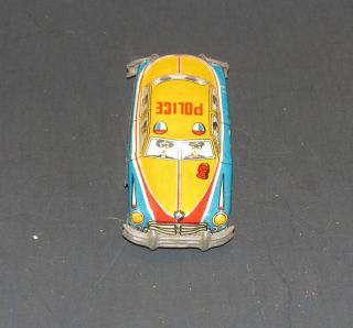 Vintage Police Tin Litho Toy Friction Car Japan 4 " Law Enforcement