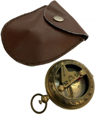Antiquated Vintage Ross London Push Button Sundial Pocket Compass Sc 035