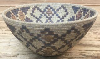 David Salk 2005 Round Ethnic Native Basket Pottery Ceramic Coil Rare