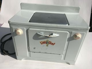 Vintage 1950s Tin Child’s Toy Stove Oven “little Chef” –electric