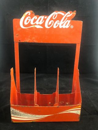 Vintage Coca - Cola Coke Metal 3 Bottle Carrier