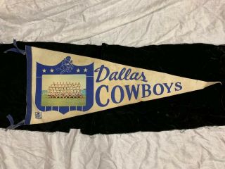 Scarce 1960s Dallas Cowboys Nfl Football Team Photo Full Size Pennant Rare