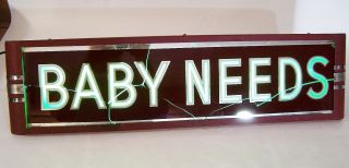 Antique NEON Art Deco Apothecary Pharmacy Ad Lighted Sign Reverse Painted Glass 2