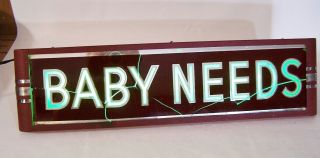 Antique NEON Art Deco Apothecary Pharmacy Ad Lighted Sign Reverse Painted Glass 5
