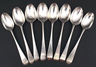 8 Early 19thc Antique Hallmarked Coin Silver Coffee Demitasse Spoons
