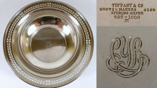 Tiffany & Co Antique Art Deco Era 190.  1g Sterling Silver Reticulated 6 " Vtg Bowl