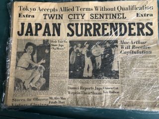 Ww2 News Papers X’s 7 Papers,  Japan Surrenders,  Atomic Bomb,  Usmc,  D - Day