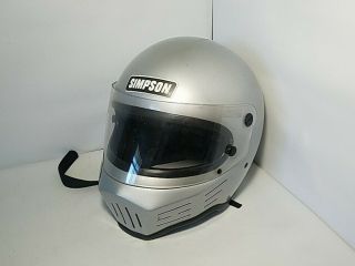 Simpson M32 1980 Bandit Motorcycle Helmet Silver Size 7 3/8 " Darth Vader Helmet
