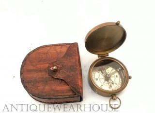 Pocket Compass With Case Handmade Solid Brass Navigation Compass Dollond London