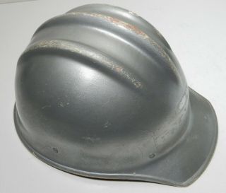 Vintage White Painted Silver Fiberglass Bullard 502 Hard Hat Ironworker