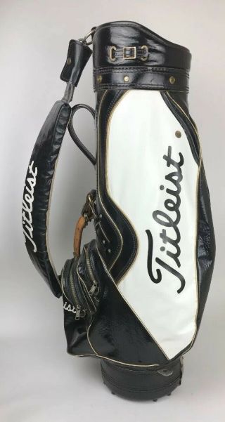 Vintage Titleist Leather Golf Bag Black White