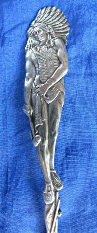 ml - 0010.  Sterling Silver Souvenir Spoon Paye & Baker Indian Chief.  Duluth 2