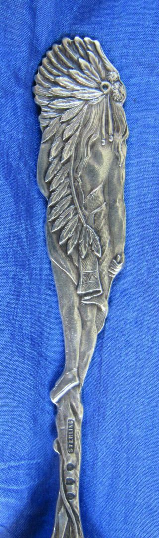 ml - 0010.  Sterling Silver Souvenir Spoon Paye & Baker Indian Chief.  Duluth 3