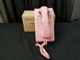 Vintage Western Electric Pink Rotary Wall Mount Telephone,