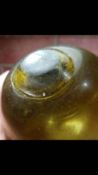Authentic Olive/amber Japanese Glass Fishing Float 4 " Inch Diameter
