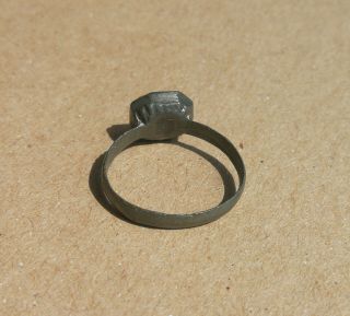 Rare Ancient Viking Old Bronze Ring With Clear Glass 2