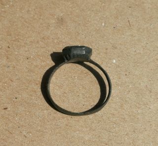 Rare Ancient Viking Old Bronze Ring With Clear Glass 3