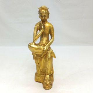 H066: Chinese Buddhist Statue Of Maitreya Of Copper Ware With Gilding Work