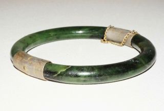 4x Vintage Chinese Bangle Bracelets,  Lapis,  Bamboo & Silver,  Green & Black 8