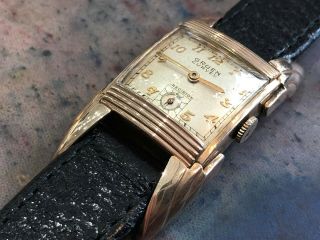 Vintage Gruen Curvex Driver Bat Wings Men ' s wristwatch very rare Art deco 12