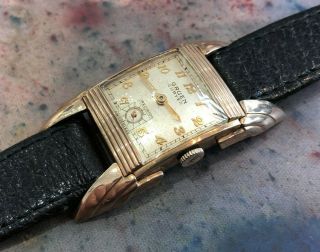 Vintage Gruen Curvex Driver Bat Wings Men ' s wristwatch very rare Art deco 2