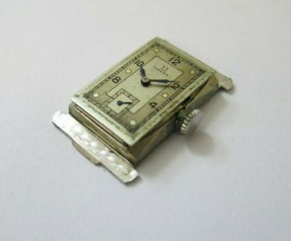 Rare OMEGA 1930s ART DECO Rectangular HOODED Mens Steel Wristwatch Calibre T17 4