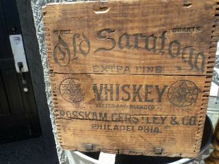 Old Saratoga Antique Whiskey Bottle Wood Crate Rosskam Gerstley Wooden Box Crate