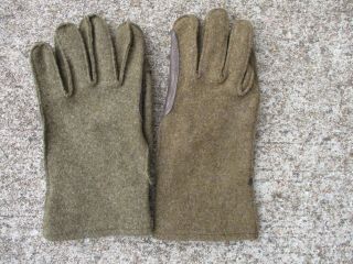 Us Army Wwii Od Wool Gloves With Brown Leather Palms From 87th Divisi