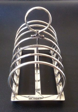 ANTIQUE EDWARDIAN 1902 ATKINS BROS STERLING SILVER 6 SLICES TOAST RACK,  171 Grams 3