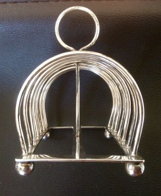 ANTIQUE EDWARDIAN 1902 ATKINS BROS STERLING SILVER 6 SLICES TOAST RACK,  171 Grams 4