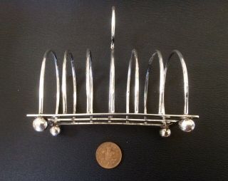 ANTIQUE EDWARDIAN 1902 ATKINS BROS STERLING SILVER 6 SLICES TOAST RACK,  171 Grams 6