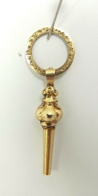 Very Rare Antique 9ct Gold Split Ring & Watch Key Pendant Charm Fob Victorian