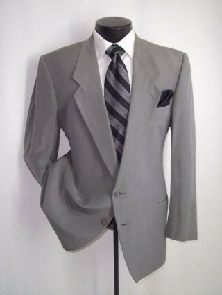 Giorgio Armani Gray 2 Buttons Linen & Silk Vintage Suit 40 R Pants 34 " W X 30.  5 " L