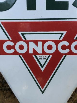 Vintage Porcelain Conoco Gas Oil Advertising Sign Rare & 6