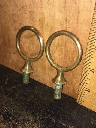 Two Vintage Solid Brass Tie Down’s Marine Nautical Decor Patina 2