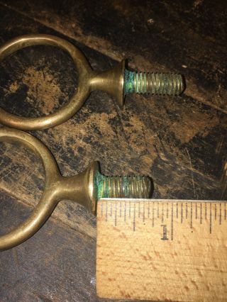Two Vintage Solid Brass Tie Down’s Marine Nautical Decor Patina 5
