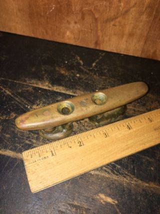 Vintage Solid Brass Tie Down Cleatchock Nautical Decor With Mark