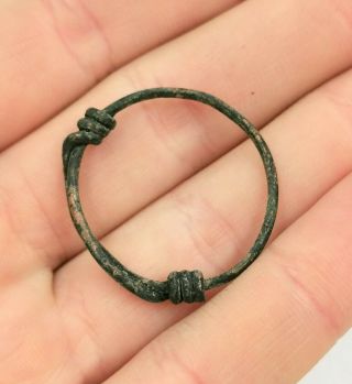 Large Viking Ca.  900 Ad Bronze Twisted Ring - Wearable - Rare R348