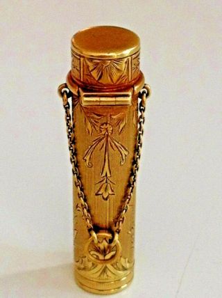 Rare Antique Solid 14k Gold Lipstick Holder Case Tube 18.  54 Grams Nr