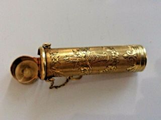 Rare ANTIQUE Solid 14k GOLD Lipstick Holder Case Tube 18.  54 grams Nr 3