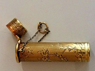 Rare ANTIQUE Solid 14k GOLD Lipstick Holder Case Tube 18.  54 grams Nr 4