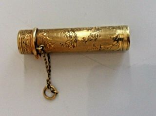 Rare ANTIQUE Solid 14k GOLD Lipstick Holder Case Tube 18.  54 grams Nr 6