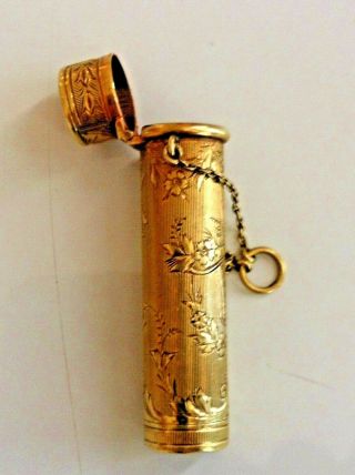 Rare ANTIQUE Solid 14k GOLD Lipstick Holder Case Tube 18.  54 grams Nr 9