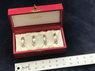 Athentic Cartier Boxed Set Of Four Napkin Rings Infinity Sterling Silver 1