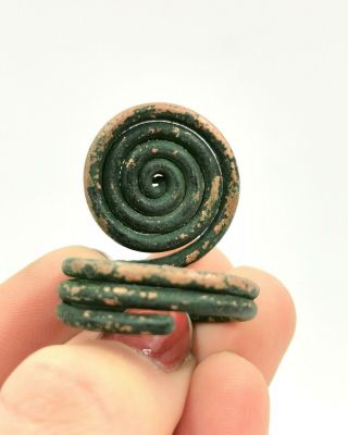 BRONZE AGE CA.  600 BC SPECTACLE BRONZE RING - WEARABLE - RARE - R 345 3