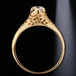 4mm Round Vintage Antique Engaged Wedding Engagement Ring Solid 14K Yellow Gold 5