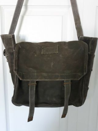 Authentic Vintage Green Military Canvas Messenger Bag.  Us Army.  Old