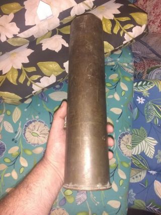 Vintage 75mm Brass Mortar Shell Military Ww1 Ww2 Militaria Collectible Rat Rod