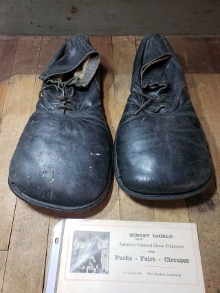 Antique Clown Shoes And Photographs Owned By Minert Deorlo Clown Policeman