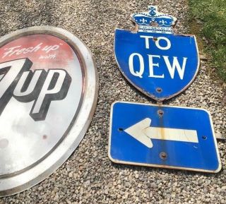 Rare Vintage Sign To Qew Queen Elizabeth Way Toronto Ontario Canada